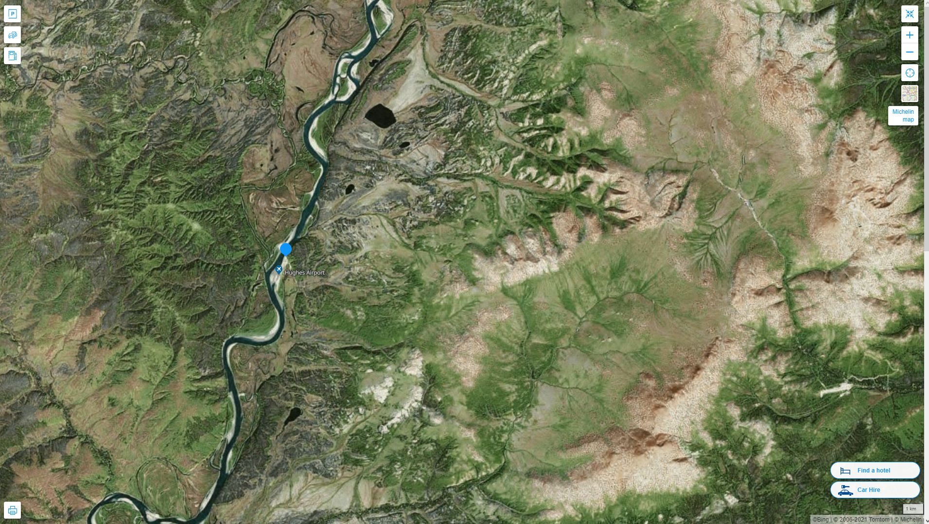 Hughes Alaska Highway and Road Map with Satellite View